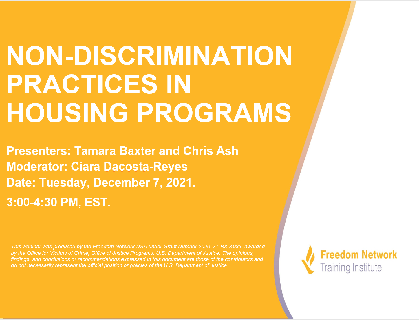 NonDiscrimination Practices in Housing Programs Freedom Network USA