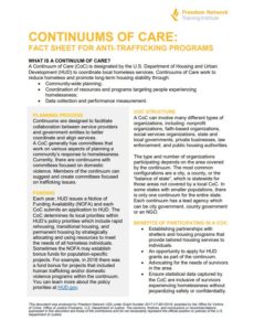 continuums of care fact sheet for anti-trafficking programs