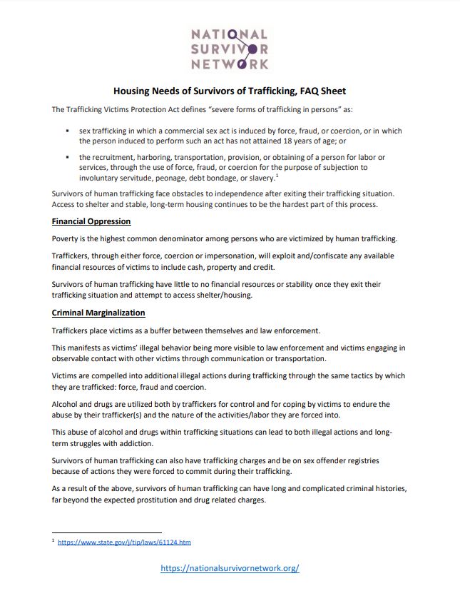 Housing Faq Booklet.pdf Housing Needs for Survivors of Trafficking: FAQ Sheet - Freedom Network USA